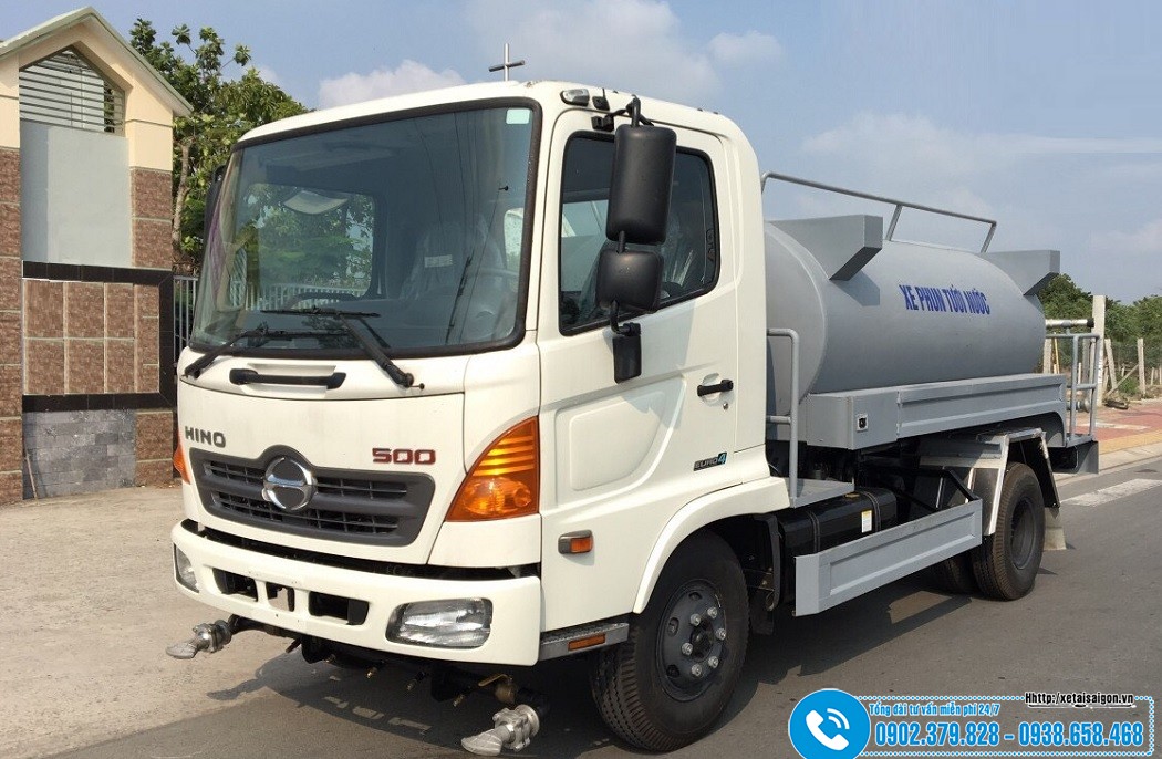 Xe Bồn Phun Nước Rửa Đường HINO 7 Khối - 7000 Lít
