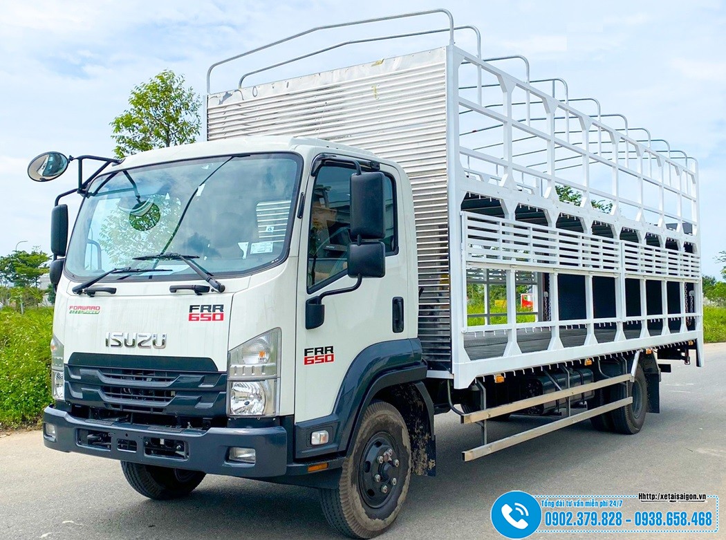 Xe Chở Mô tô Xe Máy 2 Tầng ISUZU FRR90QE5 Thùng Dài 7M4
