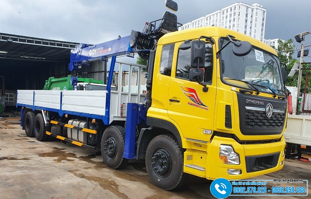 Xe DongFeng 4 Chân Gắn Cẩu DongYang 12 Tấn