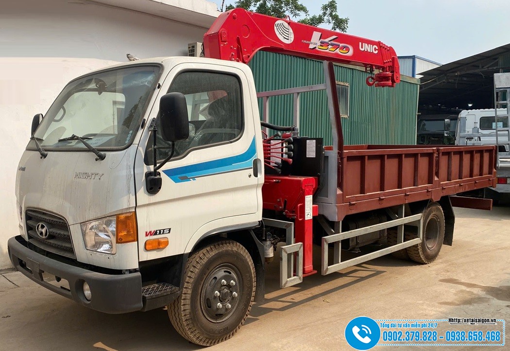 Xe tải Hyundai W11S - Gắn Cẩu 5 Khúc UNIC UR-V375